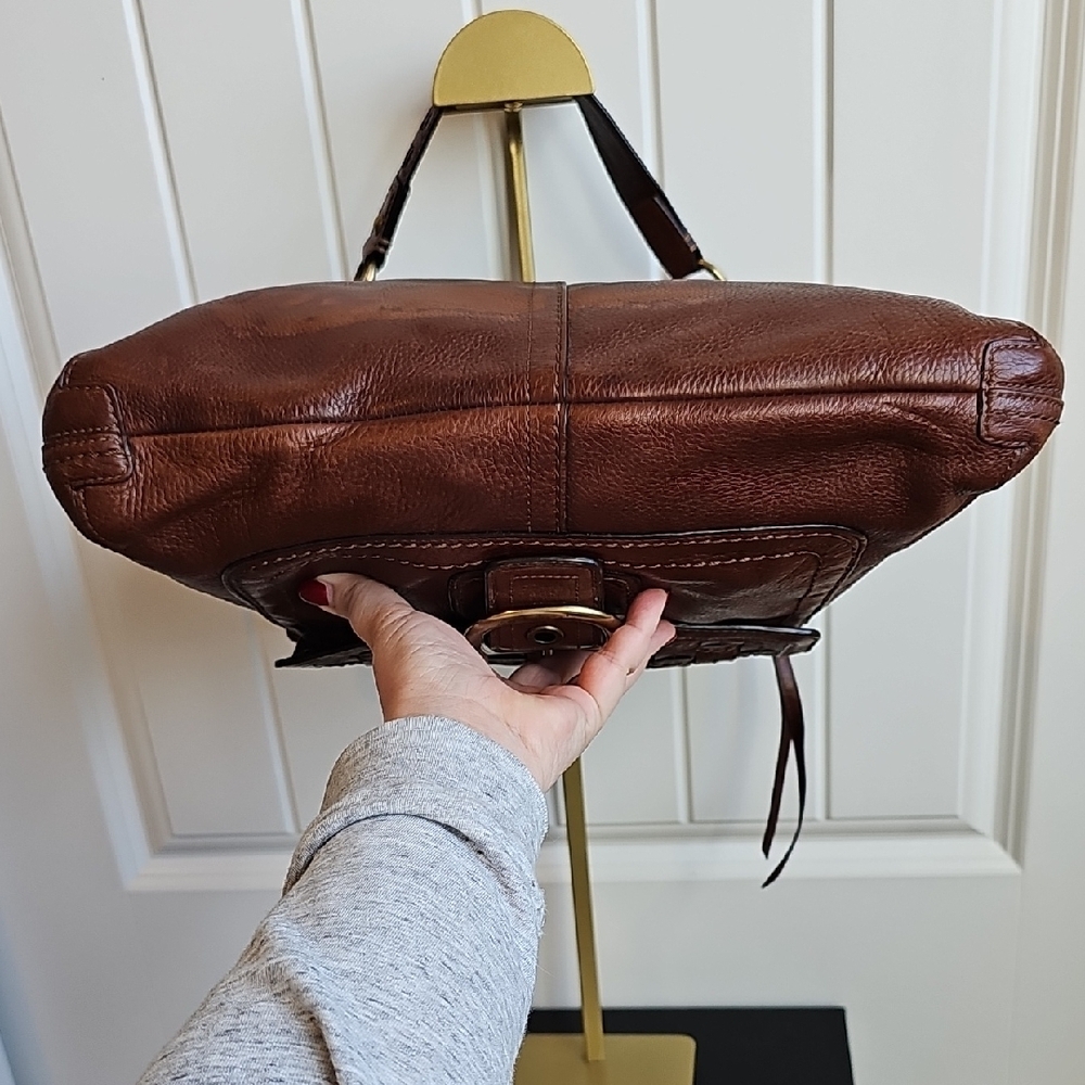 Coach 08 Bleecker Brown Soft Milled Cowhide Woven Pocket Hobo 12378 Tattersall - Picture 13 of 15